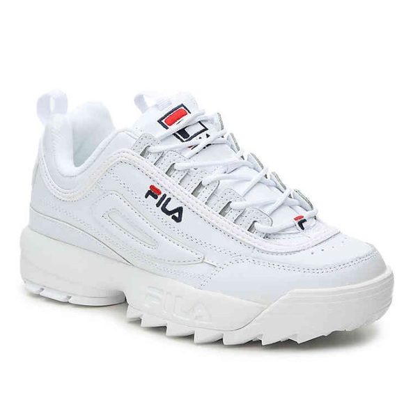 chunky white sneakers fila